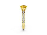Yellow gold Round Cut Yellow Sapphire Solitaire Pavé Engagement Ring with Round Band and Prong Setting_69