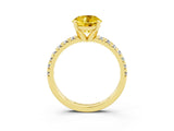 Yellow gold Round Cut Yellow Sapphire Solitaire Pavé Engagement Ring with Round Band and Prong Setting_70