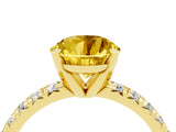 Yellow gold Round Cut Yellow Sapphire Solitaire Pavé Engagement Ring with Round Band and Prong Setting_71