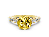 Yellow gold Round Cut Yellow Sapphire Solitaire Ring with Cathedral Setting and Pavé Band_24