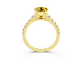 Yellow gold Round Cut Yellow Sapphire Solitaire Ring with Cathedral Setting and Pavé Band_27