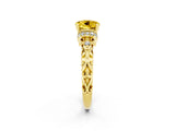 Yellow gold Round Cut Yellow Sapphire Solitaire Ring with Filigree Band and Four-Prong Setting_50