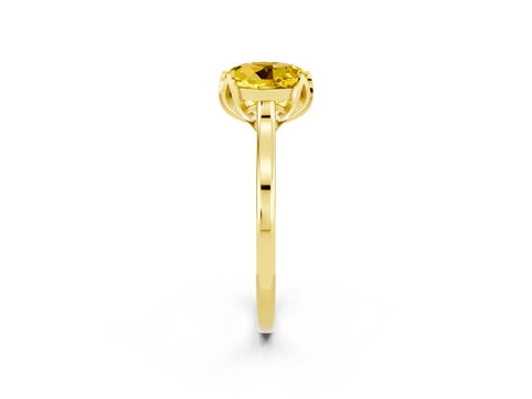 Yellow gold Round Cut Yellow Sapphire Solitaire Ring with Flower Prong Setting and Classic Band_14