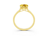 Yellow gold Round Cut Yellow Sapphire Solitaire Ring with Flower Prong Setting and Classic Band_15