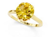 Yellow gold Round Cut Yellow Sapphire Solitaire Ring with Flower Prong Setting and Classic Band_37