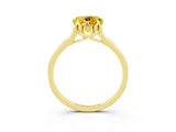 Yellow gold Round Cut Yellow Sapphire Solitaire Ring with Flower Prong Setting and Classic Band_39
