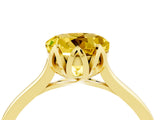 Yellow gold Round Cut Yellow Sapphire Solitaire Ring with Flower Prong Setting and Classic Band_40