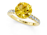Yellow gold Round Cut Yellow Sapphire Solitaire Ring with Pavé Accents and Four-Prong Setting_25