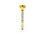 Yellow gold Round Cut Yellow Sapphire Solitaire Ring with Pavé Accents and Four-Prong Setting_26