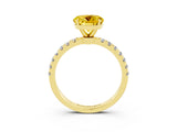 Yellow gold Round Cut Yellow Sapphire Solitaire Ring with Pavé Accents and Four-Prong Setting_27