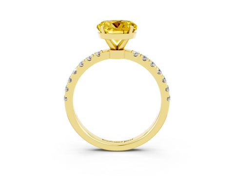 Yellow gold Round Cut Yellow Sapphire Solitaire Ring with Pavé Accents and Four-Prong Setting_27
