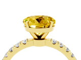 Yellow gold Round Cut Yellow Sapphire Solitaire Ring with Pavé Accents and Four-Prong Setting_28