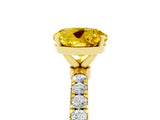 Yellow gold Round Cut Yellow Sapphire Solitaire Ring with Pavé Accents and Four-Prong Setting_29
