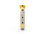 Yellow gold Round Cut Yellow Sapphire Solitaire Ring with Pavé and Channel Set Band_26