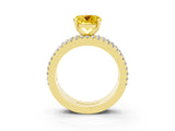 Yellow gold Round Cut Yellow Sapphire Solitaire Ring with Pavé and Channel Set Band_27