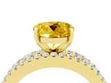 Yellow gold Round Cut Yellow Sapphire Solitaire Ring with Pavé and Channel Set Band_28