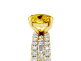 Yellow gold Round Cut Yellow Sapphire Solitaire Ring with Pavé and Channel Set Band_29