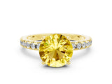 Yellow gold Round Cut Yellow Sapphire Solitaire Ring with Round  Pavé Band and Four-Prong Setting_24