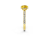 Yellow gold Round Cut Yellow Sapphire Solitaire Ring with Round  Pavé Band and Four-Prong Setting_38