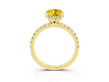Yellow gold Round Cut Yellow Sapphire Solitaire Ring with Round  Pavé Band and Four-Prong Setting_39