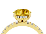 Yellow gold Round Cut Yellow Sapphire Solitaire Ring with Round  Pavé Band and Four-Prong Setting_40