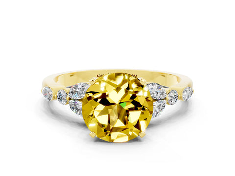 Yellow gold Round Cut Yellow Sapphire Solitaire Ring with Side Stones and Four-Prong Setting_12