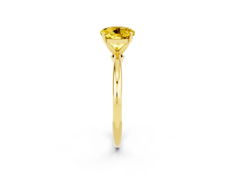 Yellow gold Round Cut Yellow Sapphire Solitaire Ring with Six-Prong Setting and Classic Band_2