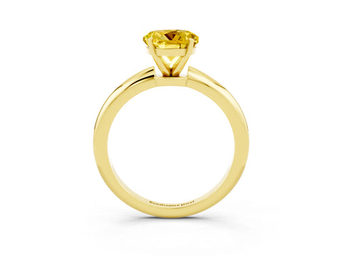 Yellow gold Round Cut Yellow Sapphire Solitaire Ring with Six-Prong Setting and Classic Band_3