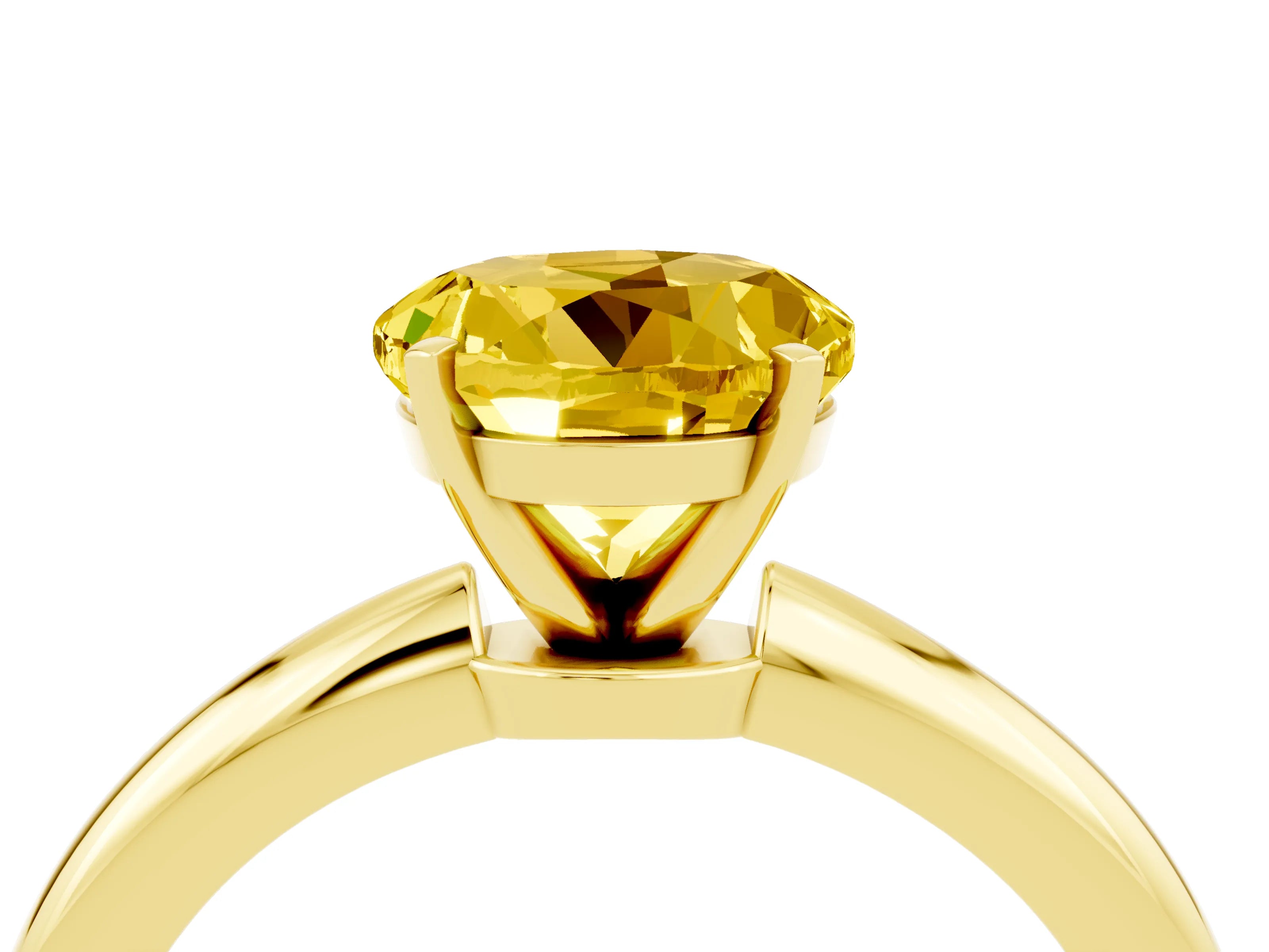 Yellow gold Round Cut Yellow Sapphire Solitaire Ring with Six-Prong Setting and Classic Band_4