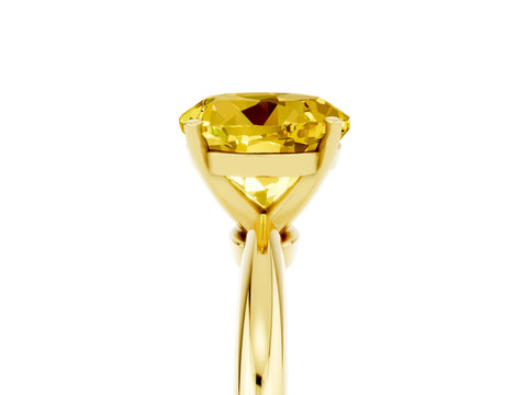 Yellow gold Round Cut Yellow Sapphire Solitaire Ring with Six-Prong Setting and Classic Band_5