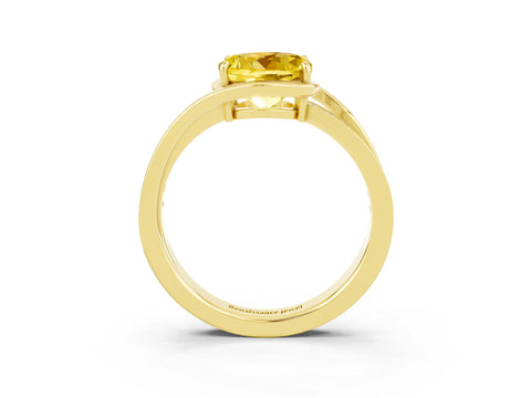 Yellow gold Round Cut Yellow Sapphire Solitaire Ring with Split Shank and Prong Setting_3
