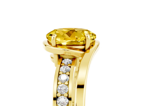 Yellow gold Round Cut Yellow Sapphire Solitaire Ring with Split Shank and Prong Setting_5