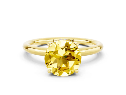 Yellow gold Round Cut Yellow Sapphire Solitaire Ring with Thin Band and Four-Prong Setting_36