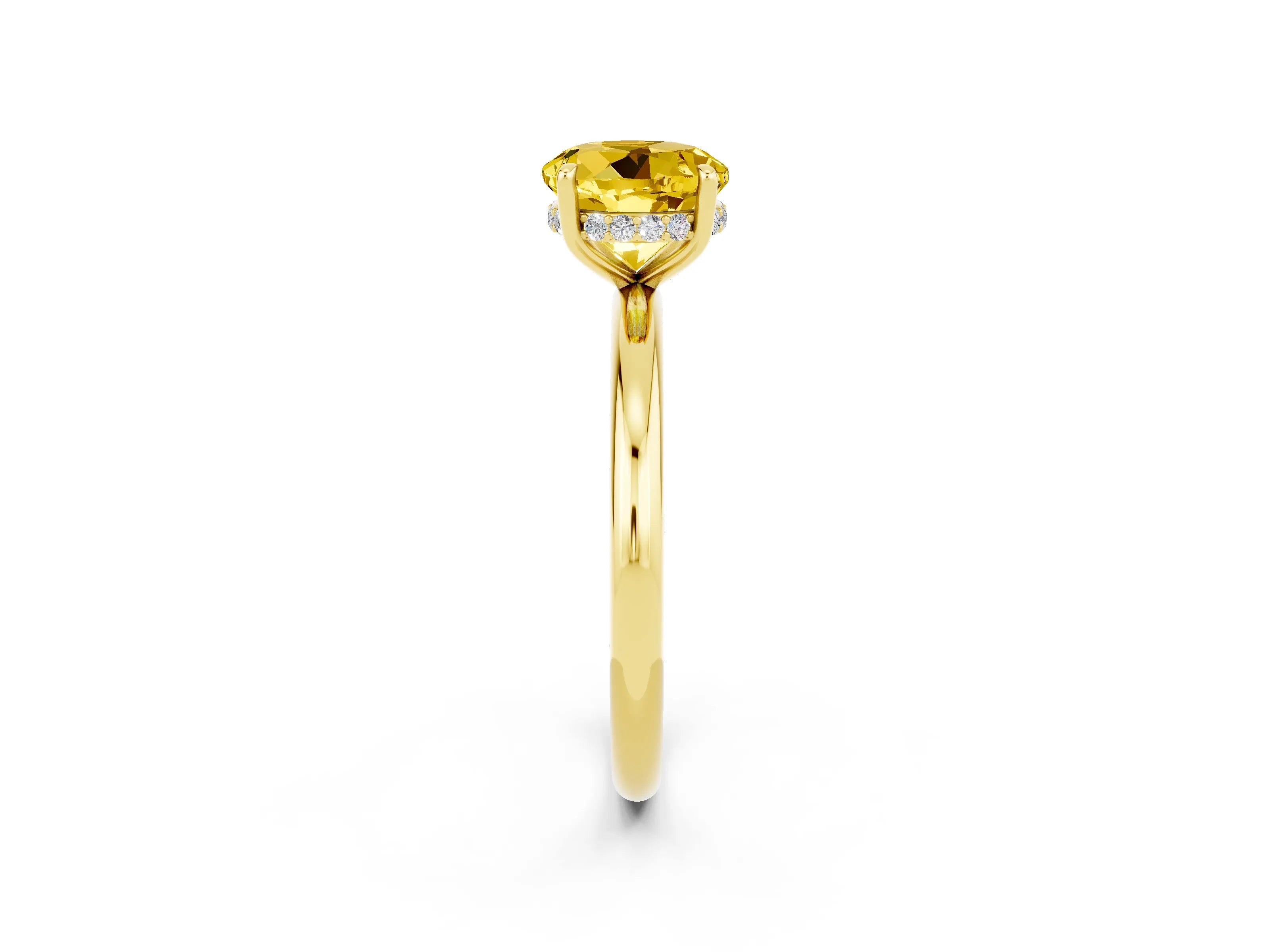 Yellow gold Round Cut Yellow Sapphire Solitaire Ring with Thin Band and Four-Prong Setting_38
