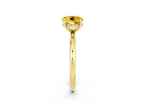 Yellow gold Round Cut Yellow Sapphire Solitaire Ring with Thin Band and Four-Prong Setting_38