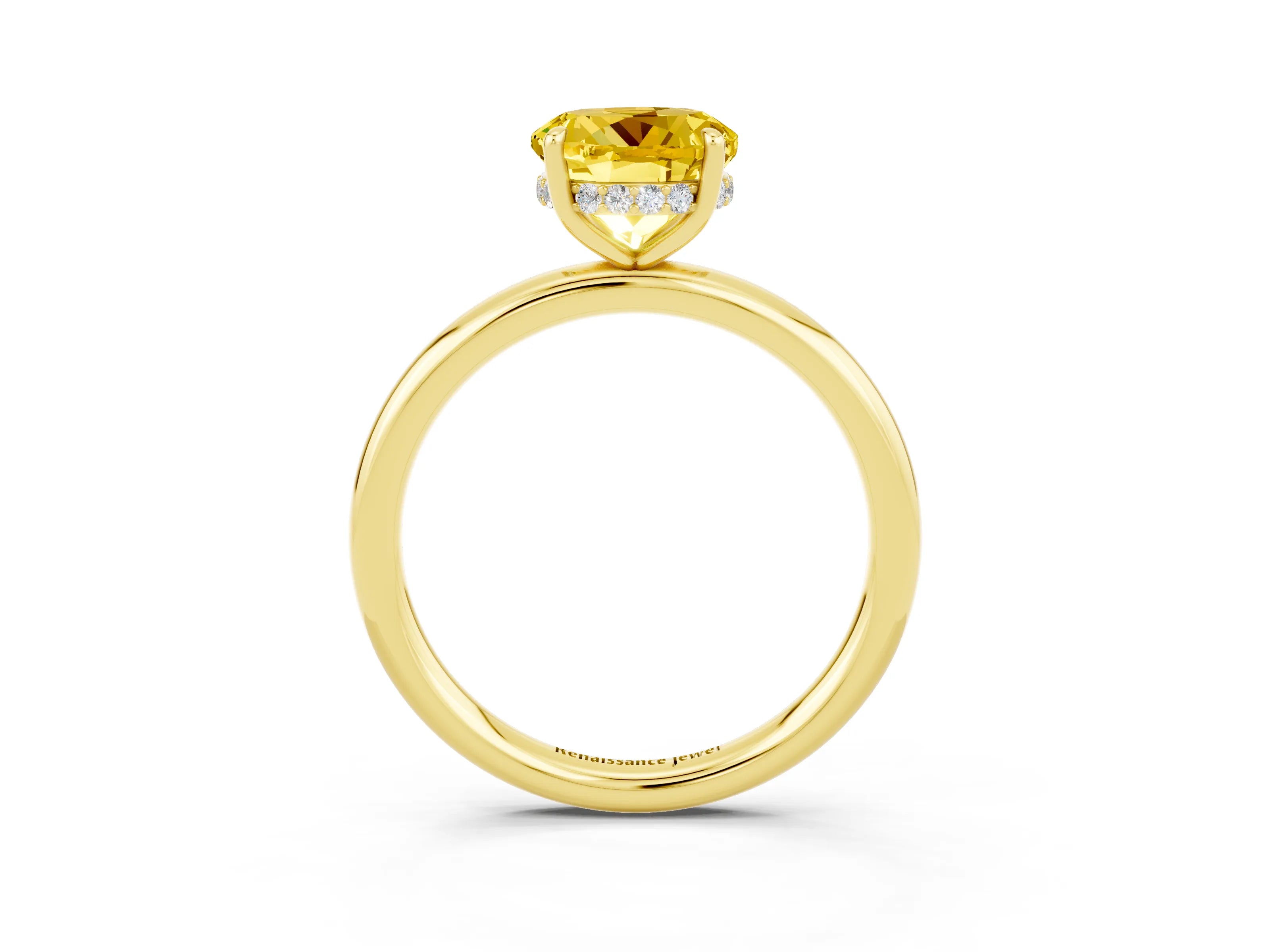 Yellow gold Round Cut Yellow Sapphire Solitaire Ring with Thin Band and Four-Prong Setting_39