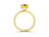 Yellow gold Round Cut Yellow Sapphire Solitaire Ring with Thin Band and Four-Prong Setting_39