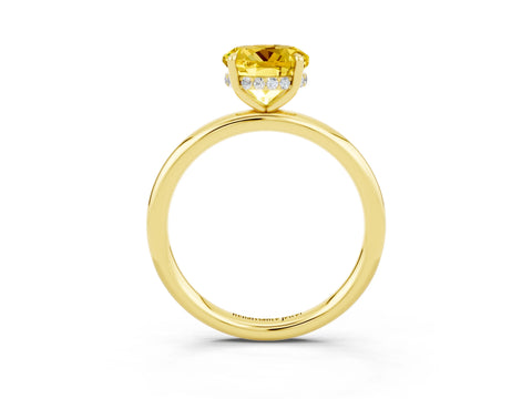 Yellow gold Round Cut Yellow Sapphire Solitaire Ring with Thin Band and Four-Prong Setting_39