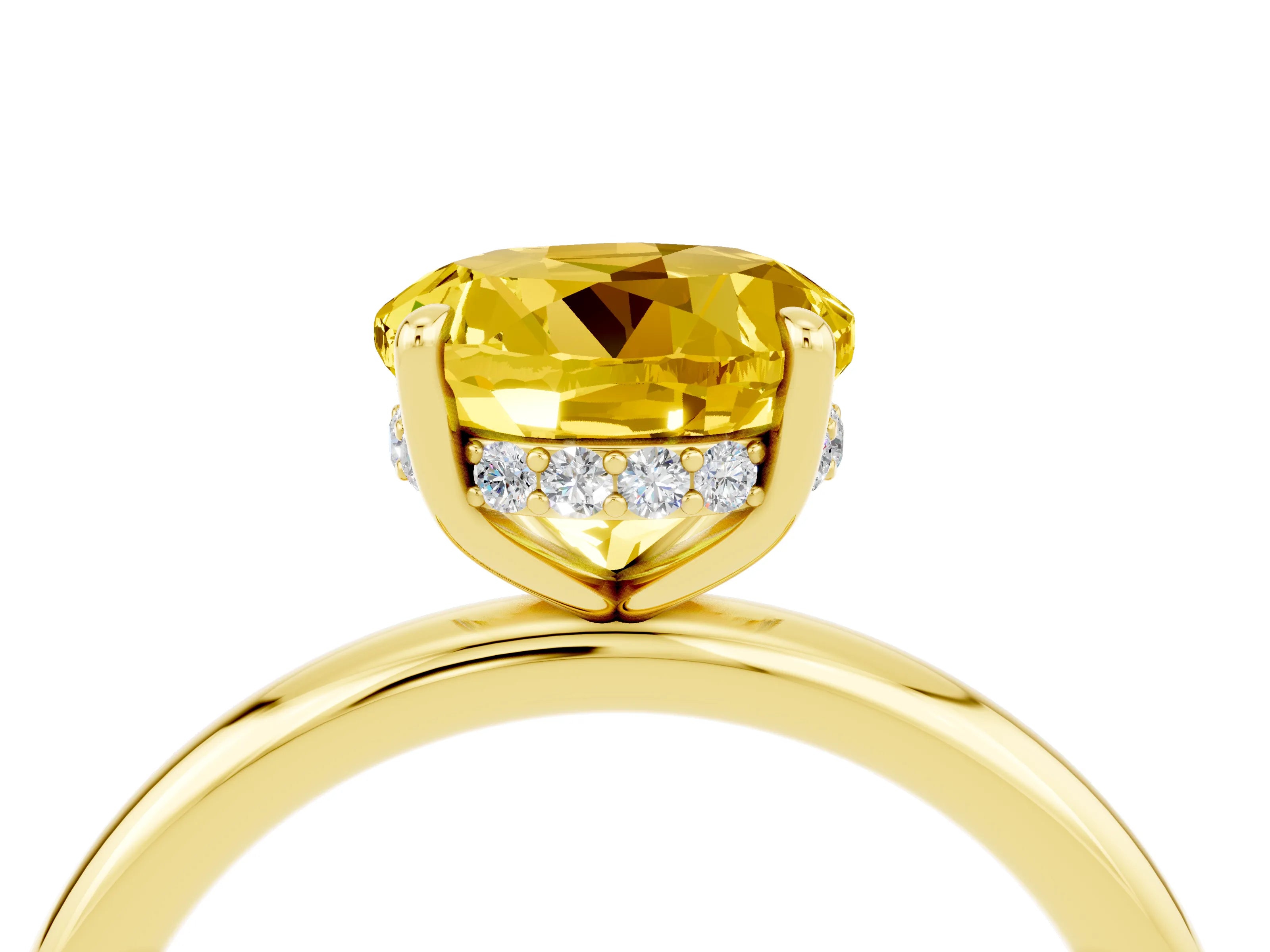 Yellow gold Round Cut Yellow Sapphire Solitaire Ring with Thin Band and Four-Prong Setting_40
