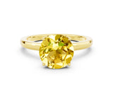 Yellow gold Round Cut Yellow Sapphire Solitaire Ring with Thin Band and Prong Setting_12