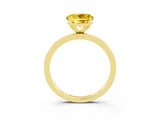 Yellow gold Round Cut Yellow Sapphire Solitaire Ring with Thin Band and Prong Setting_15