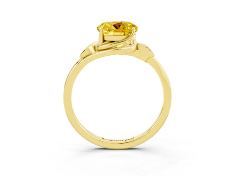 Yellow gold Round Cut Yellow Sapphire Solitaire Ring with Twist Band and Four-Prong Setting_27