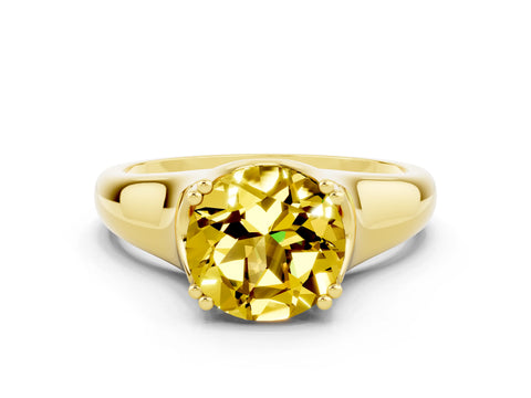 Yellow gold Round Cut Yellow Sapphire Solitaire Ring with Wide Band and Prong Setting_24