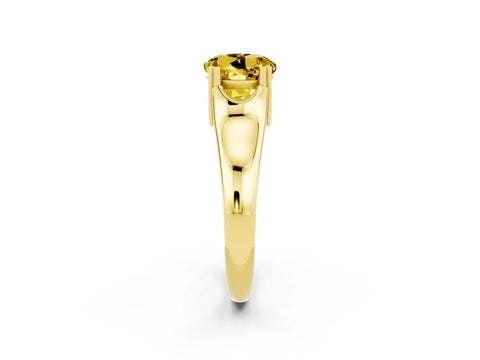 Yellow gold Round Cut Yellow Sapphire Solitaire Ring with Wide Band and Prong Setting_26