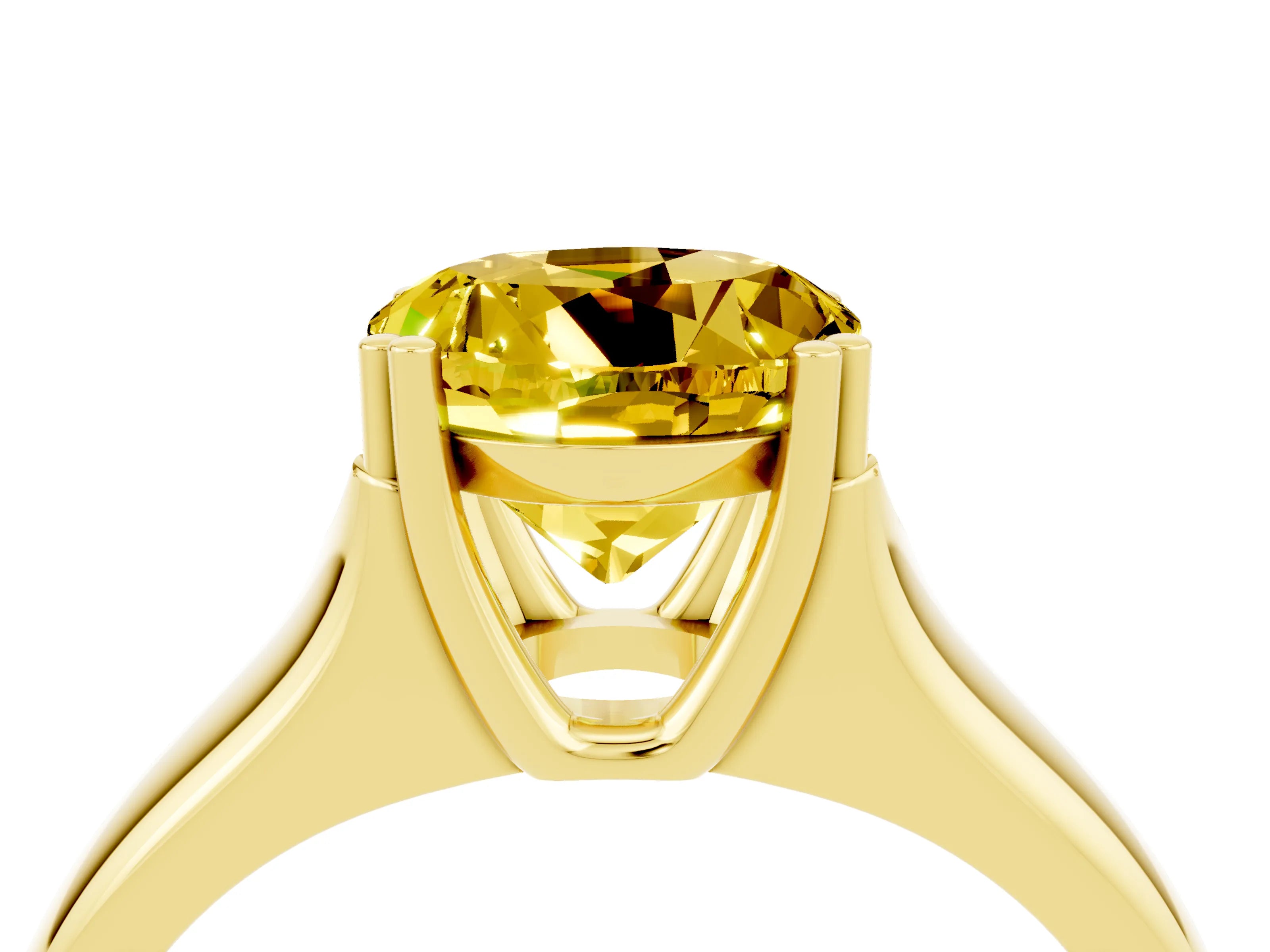 Yellow gold Round Cut Yellow Sapphire Solitaire Ring with Wide Band and Prong Setting_28