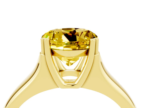 Yellow gold Round Cut Yellow Sapphire Solitaire Ring with Wide Band and Prong Setting_28