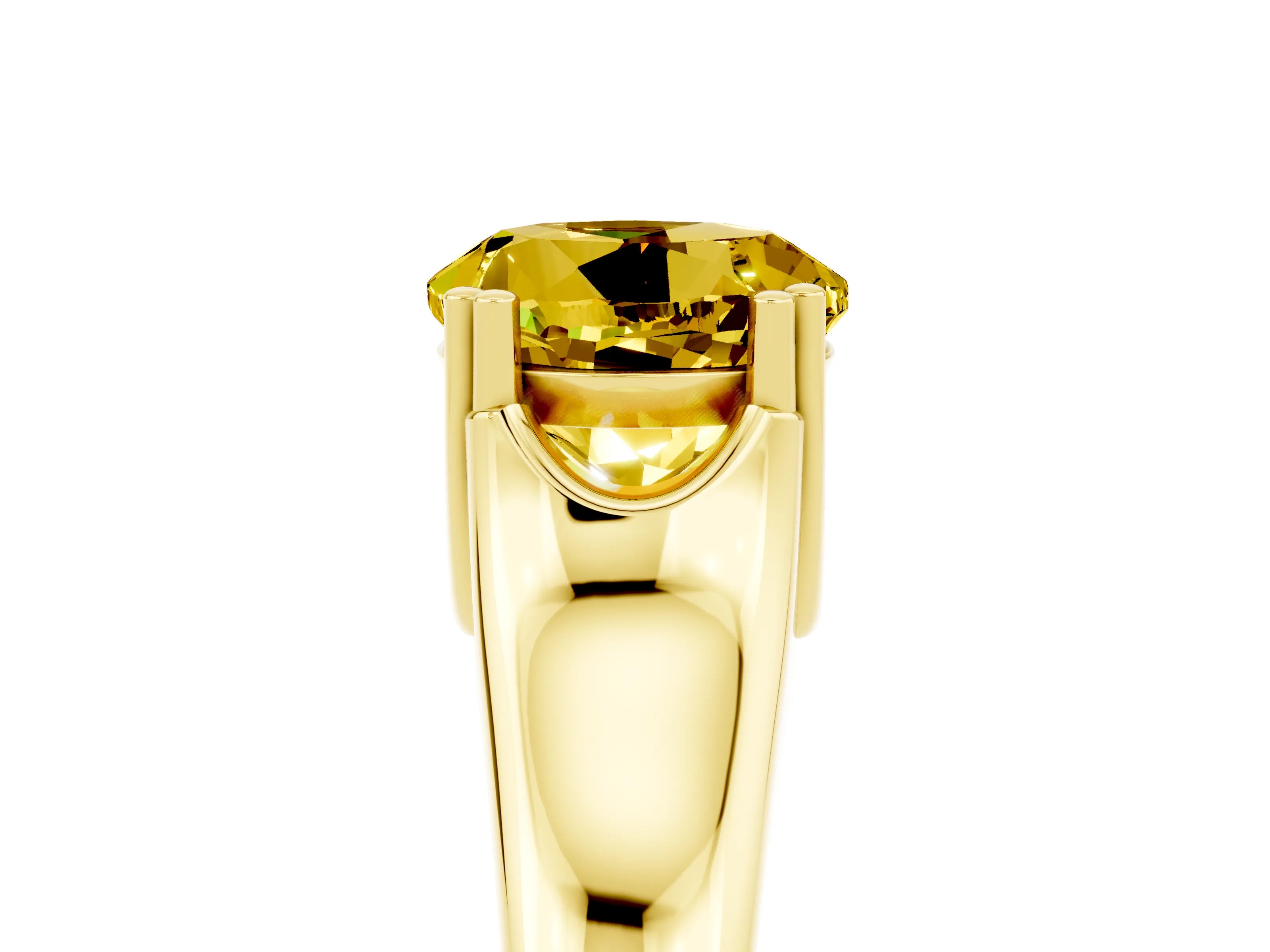 Yellow gold Round Cut Yellow Sapphire Solitaire Ring with Wide Band and Prong Setting_29