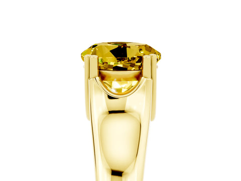 Yellow gold Round Cut Yellow Sapphire Solitaire Ring with Wide Band and Prong Setting_29