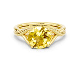 Yellow gold Round Cut Yellow Sapphire Solitaire Twist Band Prong Setting Ring_104