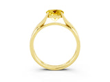 Yellow gold Round Cut Yellow Sapphire Solitaire Twist Band Prong Setting Ring_107
